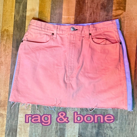 Rag & Bone Peach Pink and Lavender Denim Skirt size 32 - Picture 1 of 8